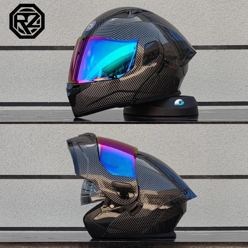 2025 professional motorcycle sports flip helmet ABS material modular dual lens full face helmet DOT certification