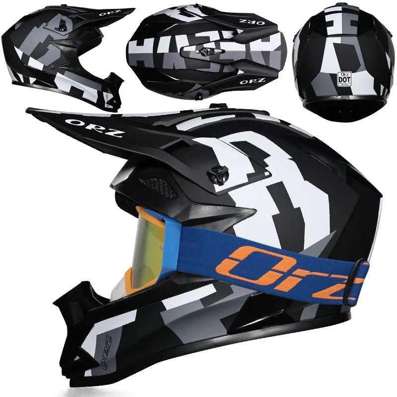 DOT Approved Off Road Helmet with Goggles Motocross Helmet Dirt Bike ATV Motorcycle Helmet Moped Dirtbike Racing Dirtbike Helmet