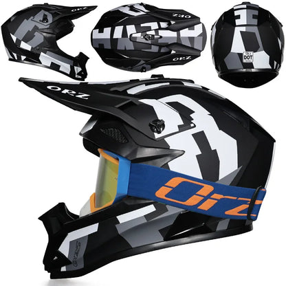 DOT Approved Off Road Helmet with Goggles Motocross Helmet Dirt Bike ATV Motorcycle Helmet Moped Dirtbike Racing Dirtbike Helmet