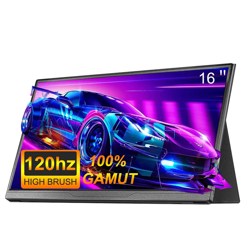 16inch Portable Monitor 2.5K/120HZ/100%sRGB  For Laptop XBox PS4 / 5 Switch Cell Phone Computer Extension Gaming  Travel Screen