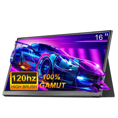 16inch Portable Monitor 2.5K/120HZ/100%sRGB  For Laptop XBox PS4 / 5 Switch Cell Phone Computer Extension Gaming  Travel Screen