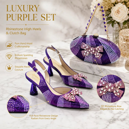 Italian Shoe and Bag Set Designer Wedding Fashion Party Shoes and Bag Match for Women Elegant Woman Heeled Shoes for Wedding