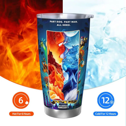 Dog Man Dogman Movie Comic Insulated Tumbler with Straws Cartoon Stainless Steel Thermal Mug Double Wall Car Bottle Cups, 20oz