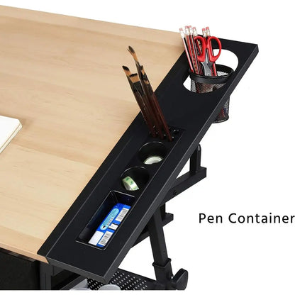 Adjustable Height Drafting Desk for Art, Craft, and Workspaces - Ideal for Artists, Painters, Students, and Adults