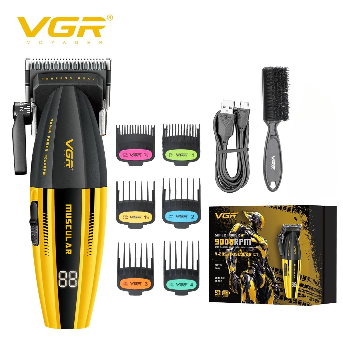 VGR Hair Trimmer Professional Hair Cutting Machine Electric Clippers Cordless Barber Haircut Rechargeable Trimmer for Men V-285