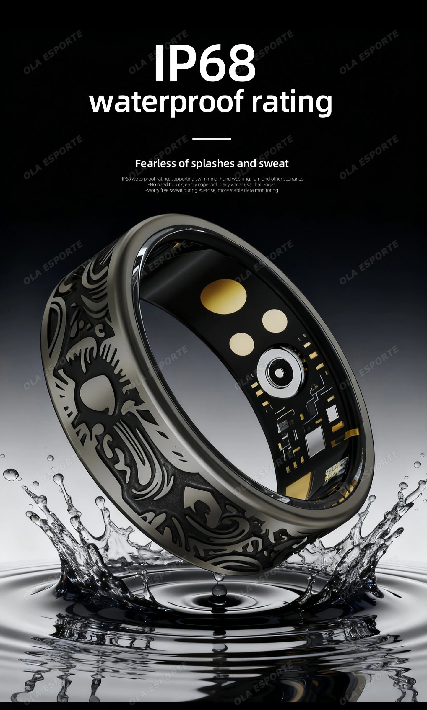 2025 New Smart Ring Men's and Women's Heart Rate Oximetry Sleep Monitor IP68, Multi-Sport Modes Finger Rings for Android and i0s