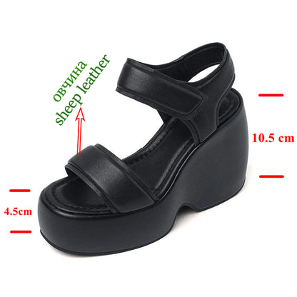 Krazing Pot 2026 Comfort Sheepskin Superstar High Thick Bottom Summer Shoes Casual Slingback Luxury Brand Platform Women Sandals