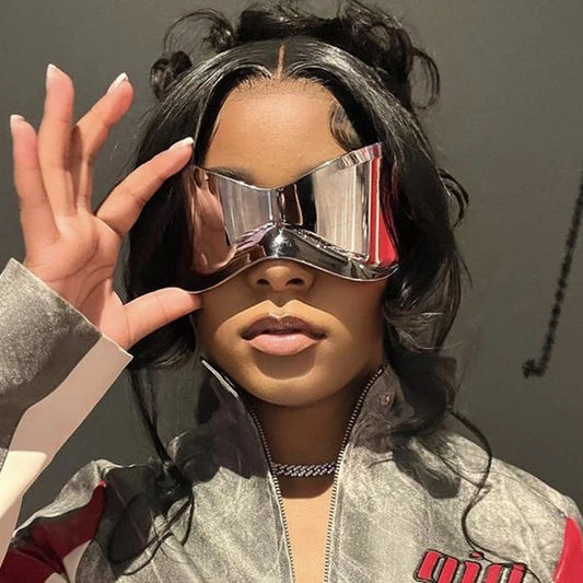 Protective Glasses New Oversized Y2K Punk Rimless Sunglasses Women Men Brand Designer Hip Hop Sport One Piece Sun Glasses Shades