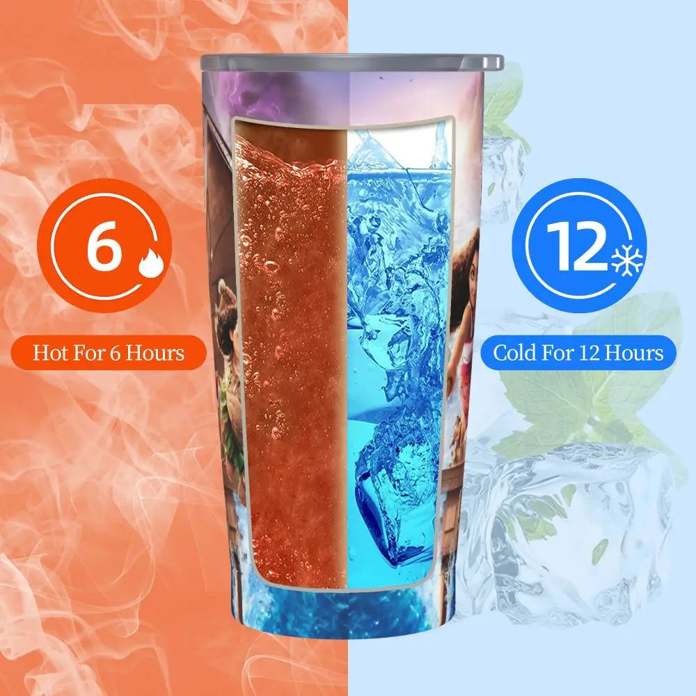 Moana and Pua Cartoon Movie Insulated Tumbler with Straws Stainless Steel Coffee Mugs Double Wall Car Bottle Cups 20oz