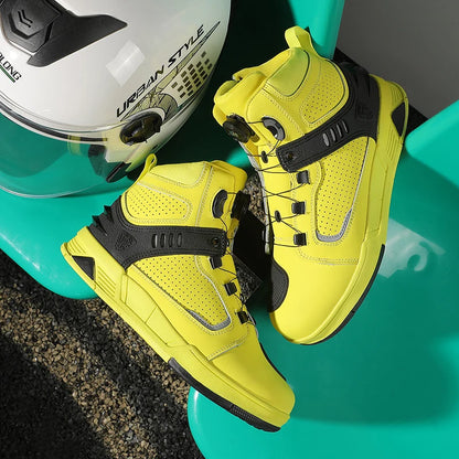 Cowhide Motorcycle Boots Men Leather Breathable Anti Slip Motorbike Cycling Shoes High Quality Men's Motocross Protective Boot