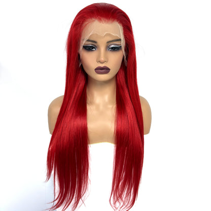 13x4 Lace Frontal Pink Straight Human Hair Wig 26 28inch 250 Density Pre Plucked Red Hair Wig Grey Lace Front Wigs for Women