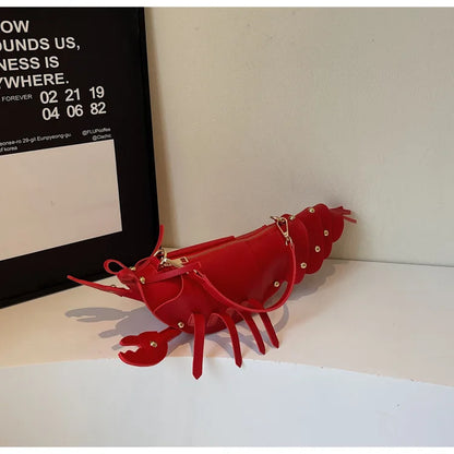 Young Girls Lobster Shape Crossbody Bag Solid Color Pu Leather Handbag Cute Creative Funny Bag Casual Toy Cross Body Phone Bag