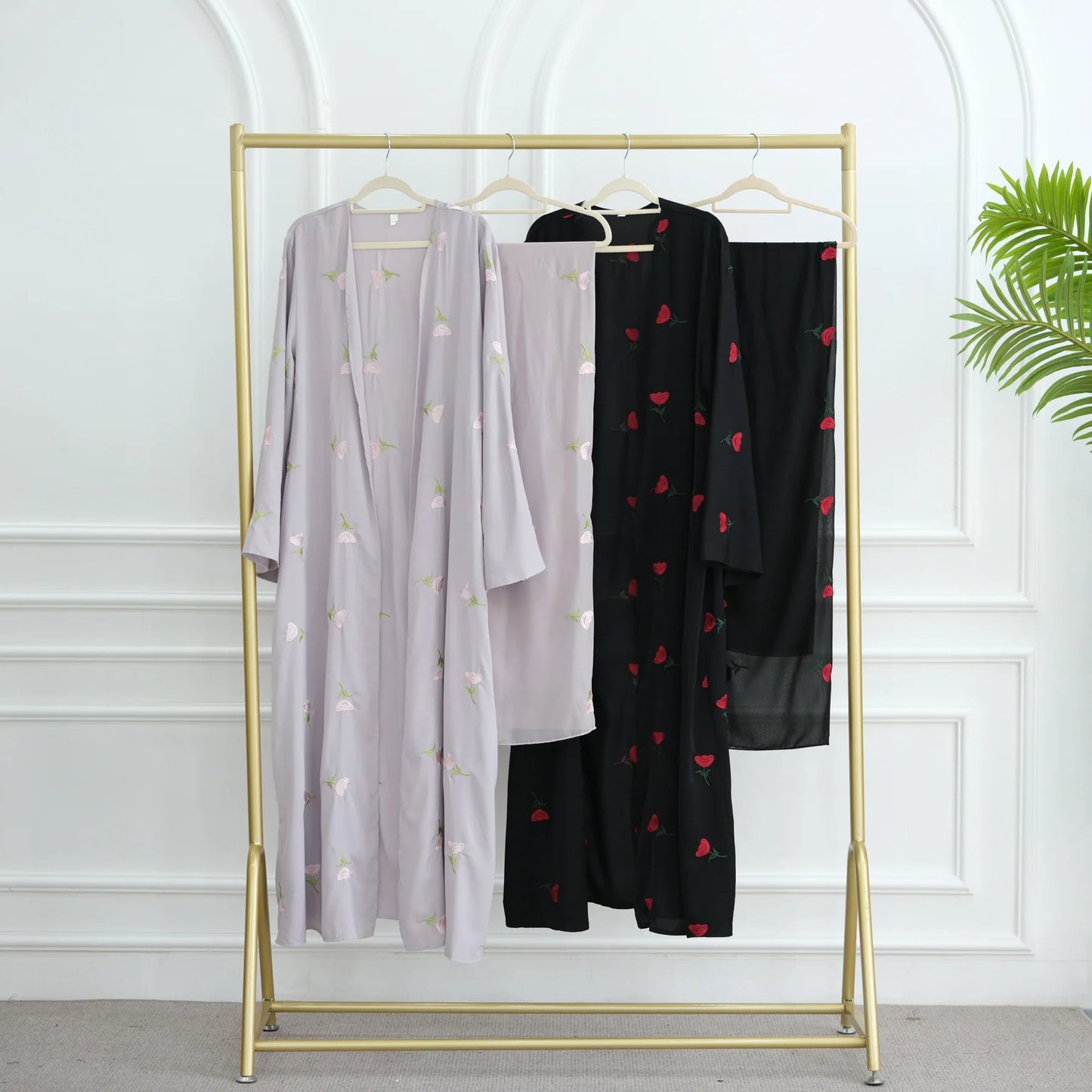 Eid Luxury Floral Embroidery Abaya Kimono Dubai Cardigan Muslim Party Dress Abayas for Women Turkish Islamic Clothes Kaftan Robe