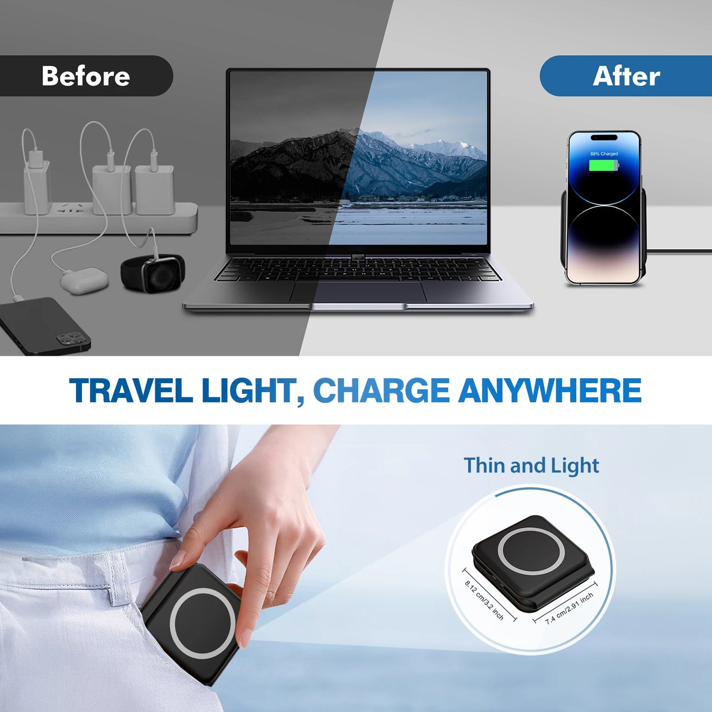 15W Magnetic Wireless Chargers 3 in 1 Foldable Phone Charge Dock Fast Charg Travel for Apple Watch IPhone 17/16/15/14/X AirPods
