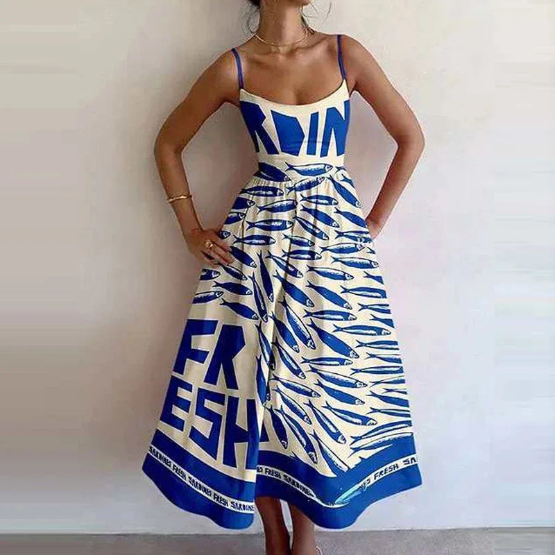 Elegant Women's Long Dresses 2025 Summer Print Vacation Suspender Sexy Dress Vestidos Mujer Verano  Платье Летнее Ropa Y2k Mujer