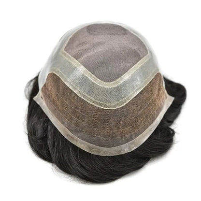 Front Swiss Lace Men's Capillary Prothesis Lace PU Man Toupee Human Hair Wigs Natural Hairline Indian Human Hair Wigs Natural