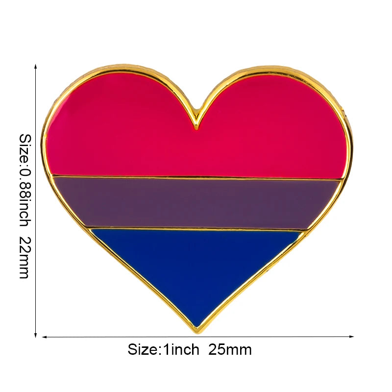 10pcs a lot Rainbow Pride Heart Shaped  Badge Symbol Pin Metal Badges Decorative Brooch Pins for Clothes Brooch Jewelry