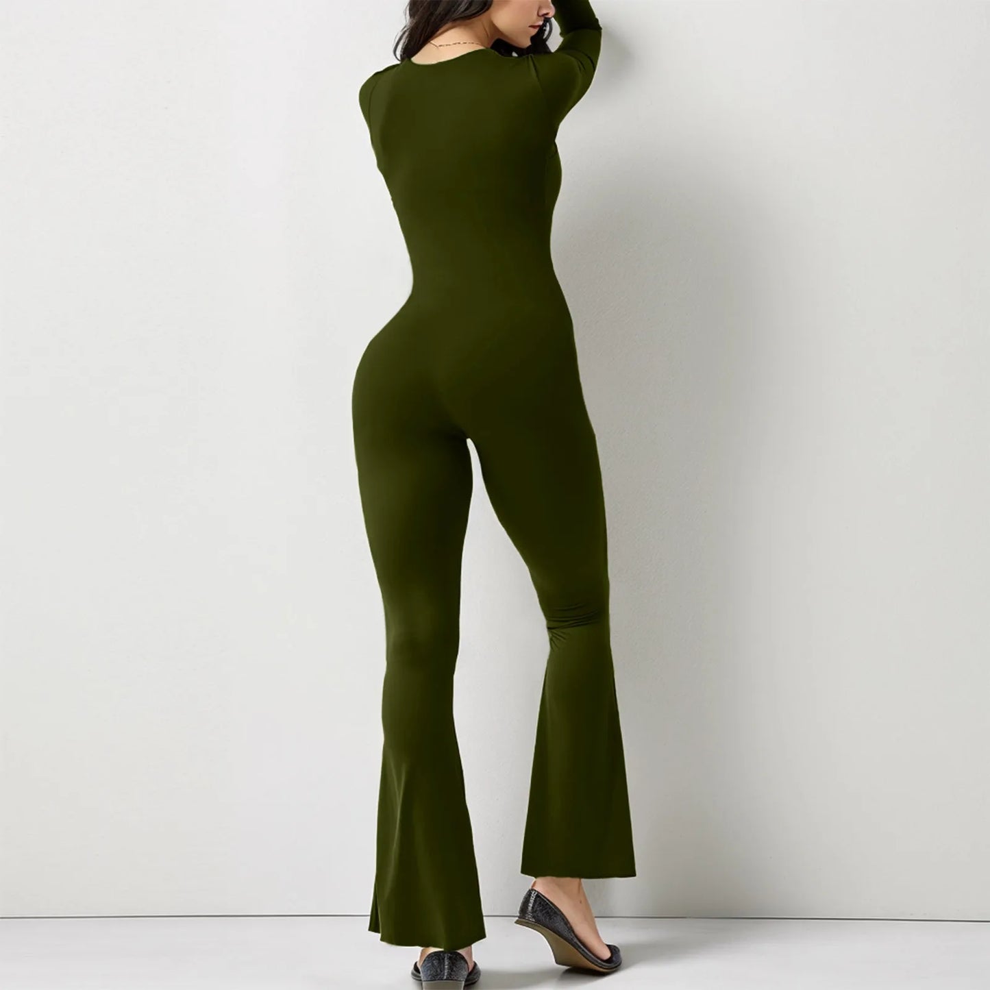 New Popular Women Wide Leg Yoga Bodysuit Outfit One Piece Gym Fitness High Quality Sport Long Sleeve Plus Size Jumpsuit