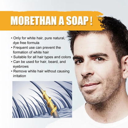 White Hair to Black Shampoo Dye Soap Natural Color Soap Restore Gray Beard Cover Gray Hair Dye Hair Fixing Shampoo For Man Women