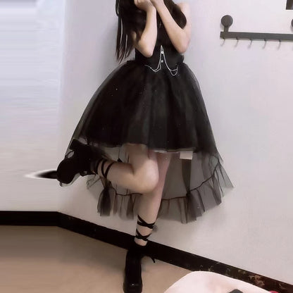 Summer New French Fashionable, Waist Wrapped, Slim and Slim Slim Sparkling Tailed Dress Short Skirt for Women