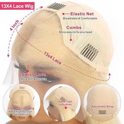 Soft Hair13x4 Straight Synthetic Lace Front Wig for Women Ombre Platinum Blonde Ash Roots Glueless Heat Resistant Fiber Hair Wig