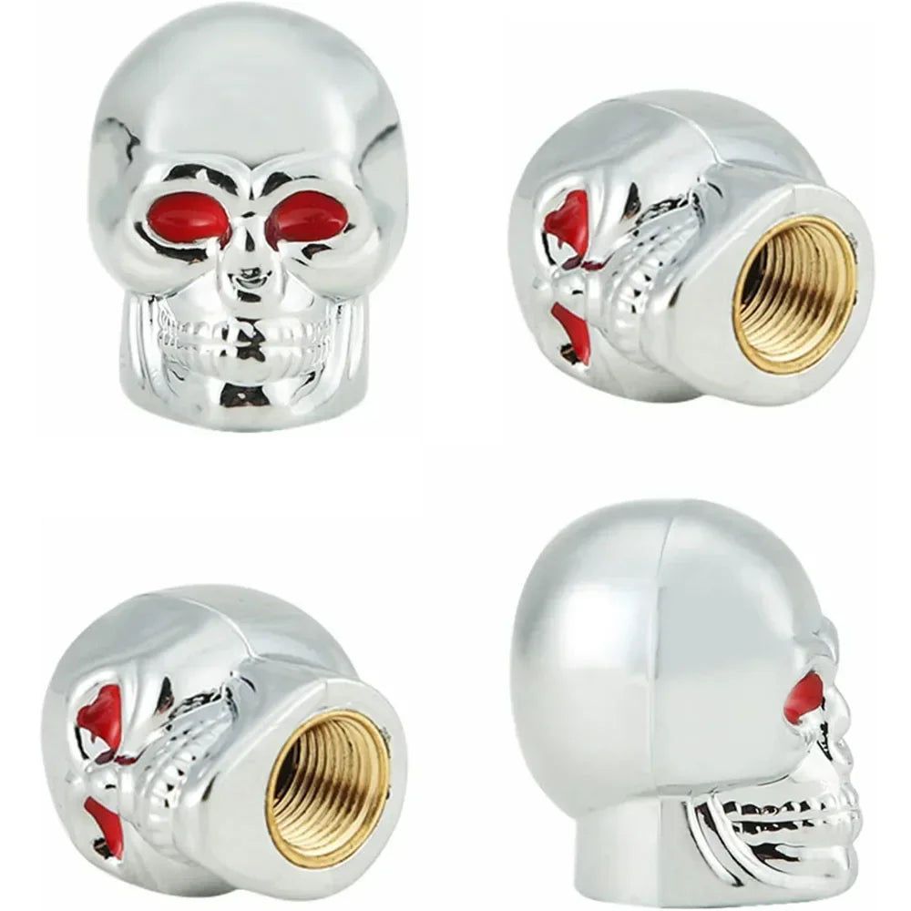 4Pcs Skull Valve Stem Caps Funny Air Caps Cover, Universal Truck Motorcycle Bike Car Tires Valve Stem Caps