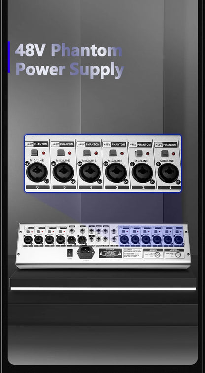 FUHAM RI808/1208 Professional 8/12 Channel 99DSP Mixer 48V Phantom Power USB Recording Studio Karaoke Bluetooth DJ Console Mixer