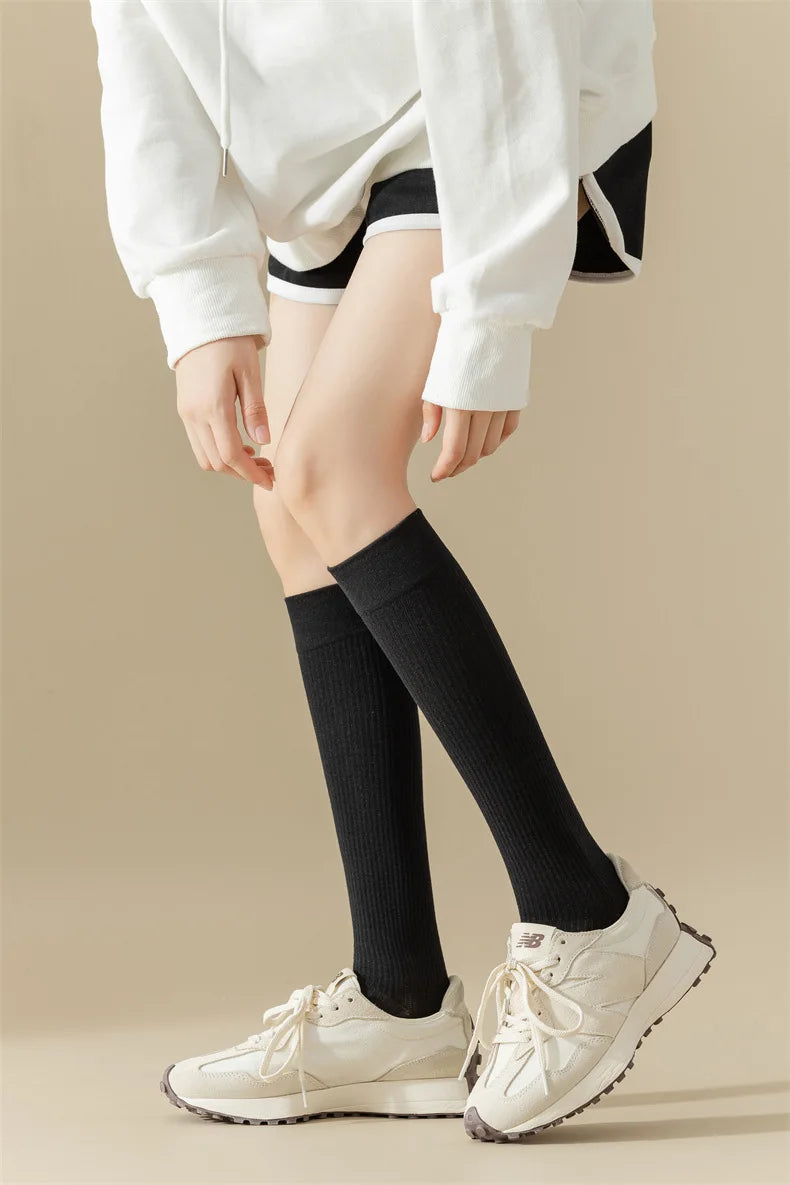 New Women Knee High Toe Socks Soft Lady Girls Breathable Comfortable Solid Color Cute Long Sock For Women