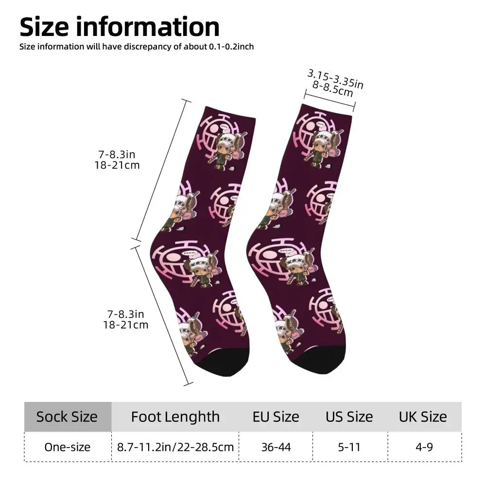 Fashion Men's Socks Harajuku Tony Tony Choppers Sock Luffys Zoros Trafalgar Law Anime Women's Socks Spring Summer Autumn Winter