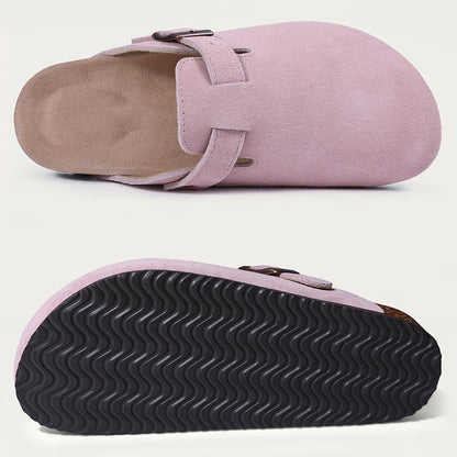 Kidmi New Cow Suede Women's Potato Shoes With Adjustable Strap Cork Insole Mules Outdoor Unisex Clogs Slippers With Arch Support