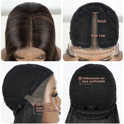 Synthetic Lace Front Wigs Long Bob Straight Wig Brown Blonde Black Color 22" Hair For Women Lace Wig Heat Resistant Cosplay Wigs