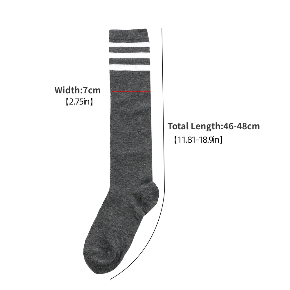 Middle Tube Sock Women Striped Knee High Ladies Japanese Harajuku College Style Cotton Summer Calf Sock Black White Female Gift