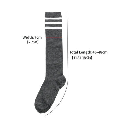 Middle Tube Sock Women Striped Knee High Ladies Japanese Harajuku College Style Cotton Summer Calf Sock Black White Female Gift