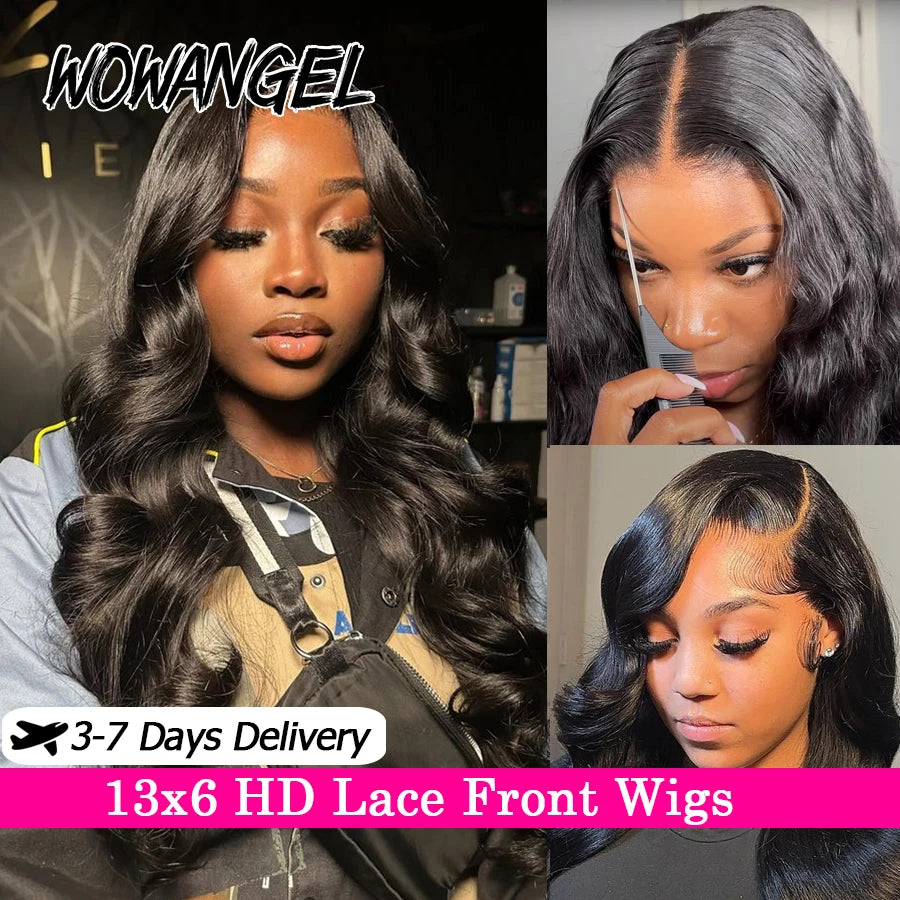 WOWANGEL 13x6 HD Lace Front Wigs 34inch Body Wave Glueless Human Hair Wig 250% Pre Plucked Skins Melted Brazilian Hair For Wowen