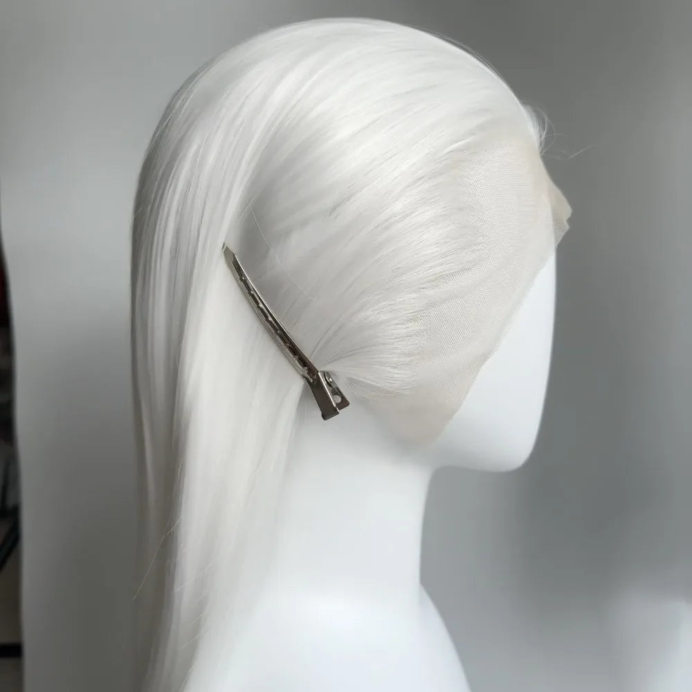 White Lace Front Wig for Women 26Inch Long Straight Synthetic Lace Wigs Heat Resistant Fibers for Cosplay Party Natural Hairline