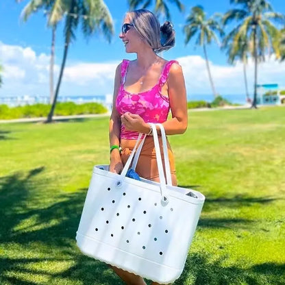 L/XL Beach Bags EVA Rubber Waterproof Tote Bag Storage Baskets Travel Shopping Shoulder Solid Color Fashion Handbag women