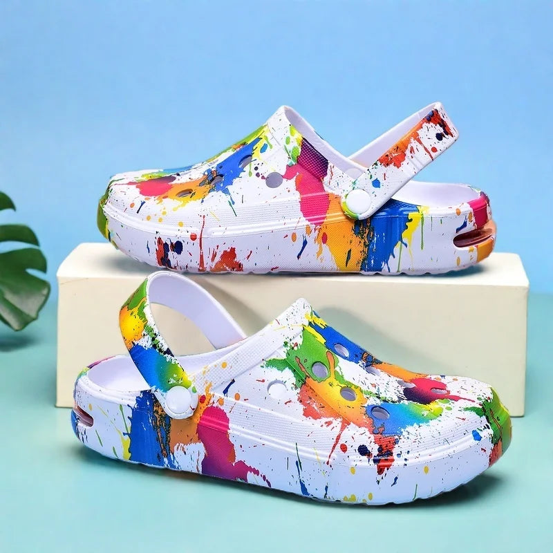 Ladies Casual Lightweight Couples Themed Sandals Anti-slip Thick Outdoor Garden Beach Daily Slip-On Shoes