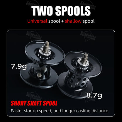 SeaKnight Brand FALCAN IV 5.4:1 185g Lightweight Baitcasting Fishing Reels Carbon Fiber Drag Brass Gear Power Fishing Reel