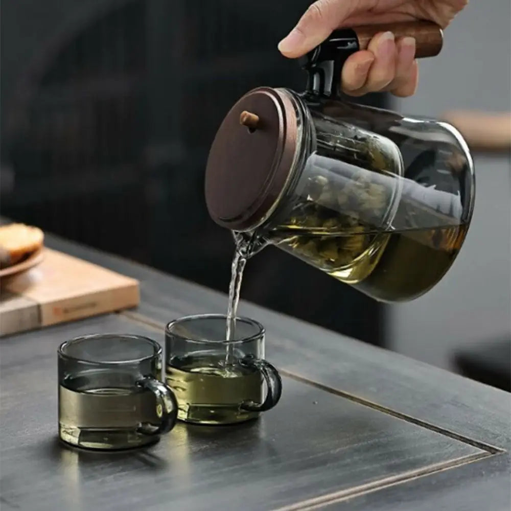 Creative Tea separation Glass Teapot 650ML Heat Resistant Lazy Kungfu Drip Teapot Transparent Press Control