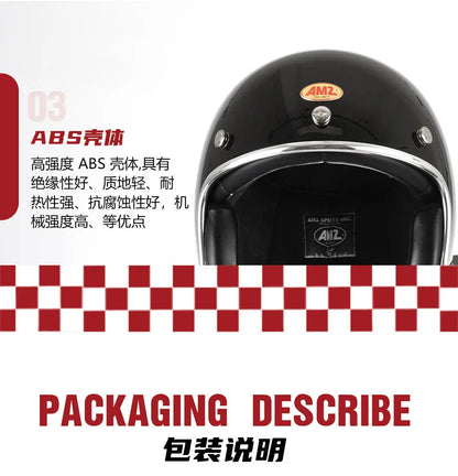 ECE DOT Approved Retro Motorcycle Helmet Open Face Moped 3/4 Vintage Low Profile Japanese Style Half Helmet Men Women Casco Moto