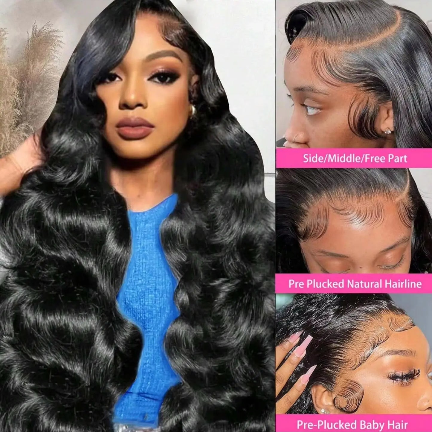 8-40 Inch 200% Density Body Wave Human Hair Lace Frontal Wigs 13x4 13×6 Lace Front Wigs Pre Plucked Glueless Lace Frontal Wigs