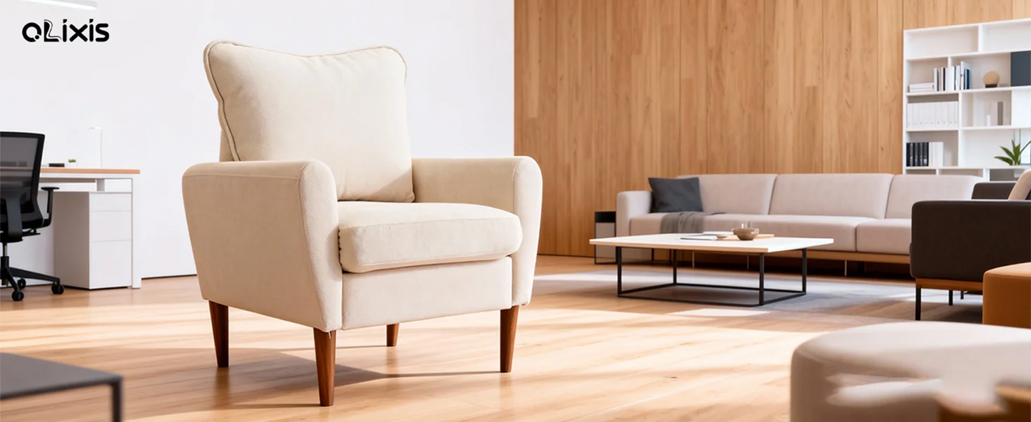 OLIXIS Comfy Accent Chair for Living Room Bedroom and Waiting Room, Upholstered Mid-Century