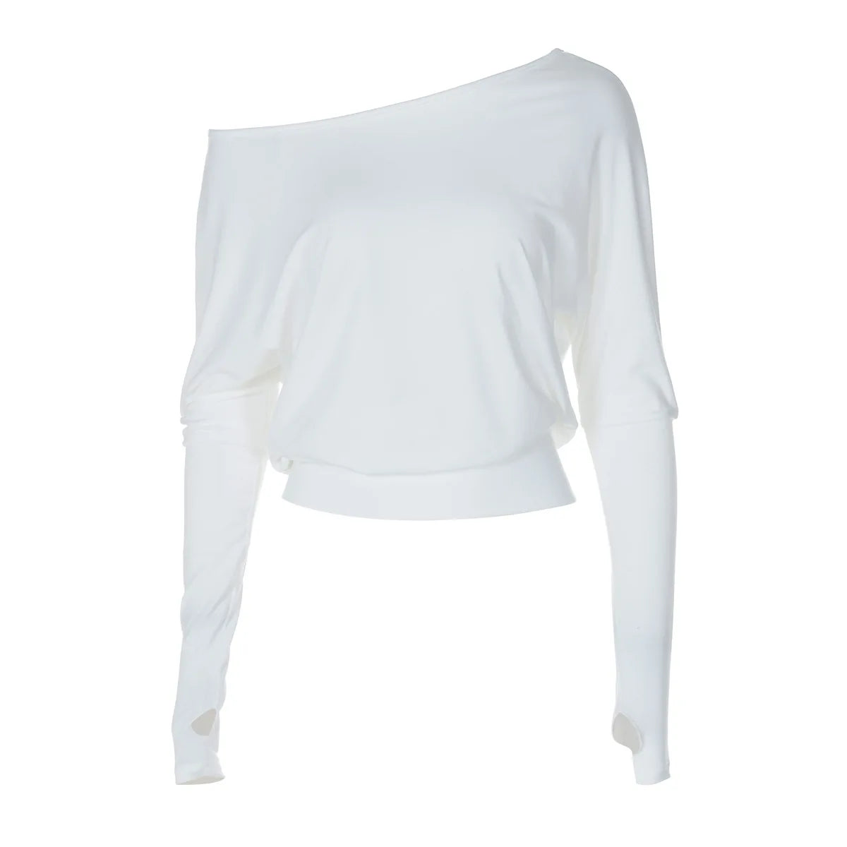 Sexy Elegant Long Sleeves Top Irregular One Shoulder Women Tops T Shirt Birthday Party Club Date Casual Office Clothes