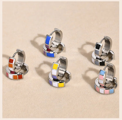LGBT Rainbow Huggie Hoop Earring for Leibian Gay, Pride Flag Hinged Ear Piercings, Stainless Steel Jewelry