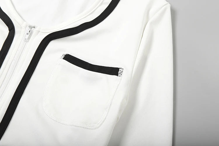 Joskaa 2025 Women's Patchwork Sporty 2 Piece Set Casual Full Sleeve Zip Crop Tops+Shorts Matching Tracksuits Y2k Streetwear