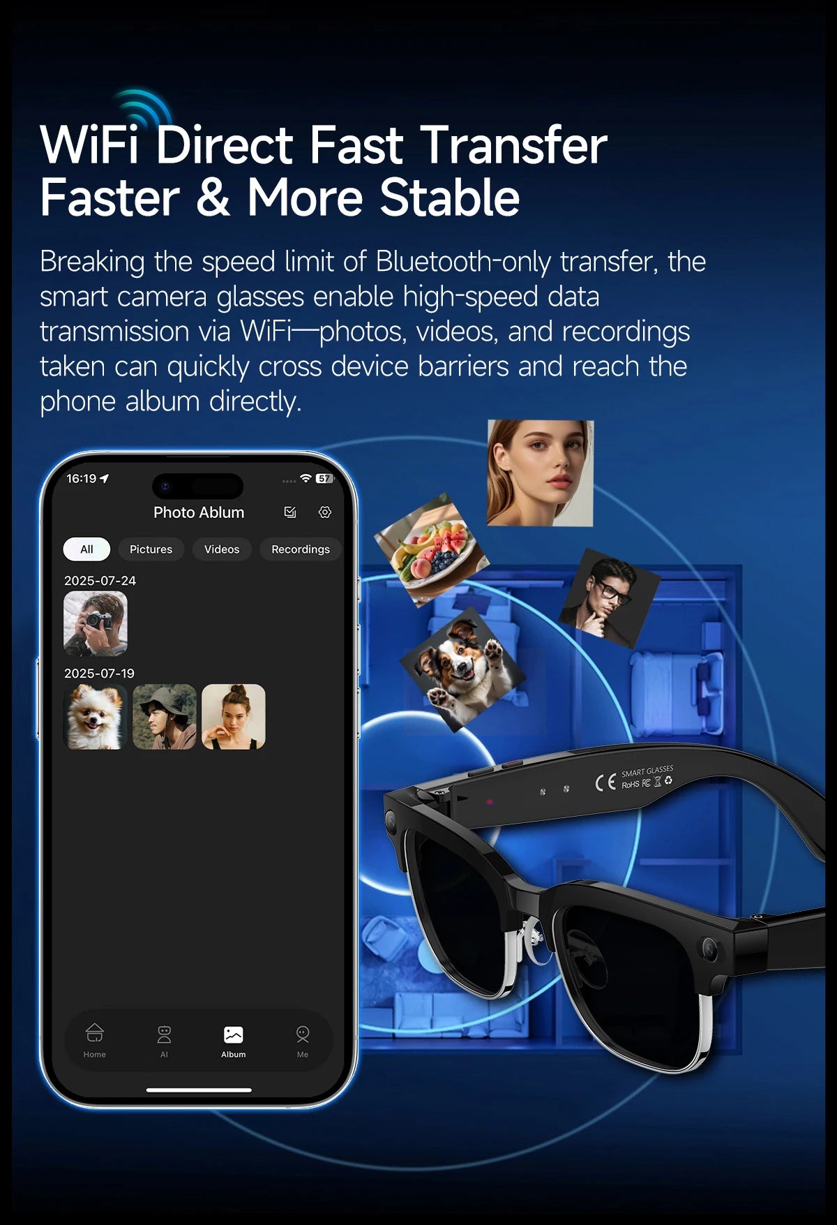 New 4K UHD Camera Glasses, ai glasses, 8MP Video, Music, Bluetooth Call, Translation, 3200W Picture,Business Style Smart Glasses