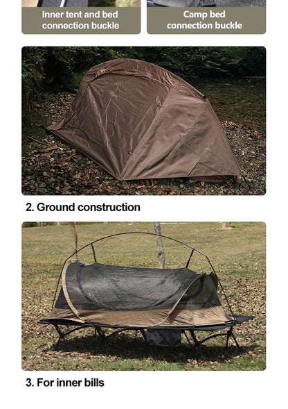 Lightweight Camping Camp bed Tent 1-2 Person Waterproof Sunproof Quick Setup 210D Oxford Backpacking Tent for Hiking Outdoor