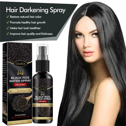 Gray White Hair Treatment Serum White To Black Repair Natural Color Black Rice Nourish Spray Anti Loss Hair High Quality Product