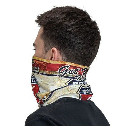 Custom Travel Motorcycle Ride Route 66 Bandana Winter Neck Warmer Windproof Wrap Face Scarf for Hiking Highways Gaiter Headband