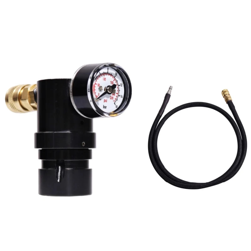 Updated Paintball Micro MR GEN2 Regulator W/ US Foster Coupler Remote Coil Hose 230psi Gauge,Output Pressure 40-160PSI